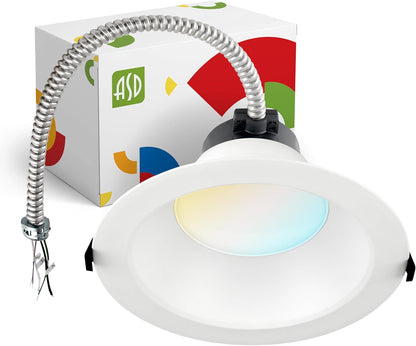 ASD Lighting LED Commercial Downlight Round 8inch 16/22/26/30/35W 120-277V 0-10V Dimmable 125Lm/W 2700/3000/3500/4000/5000K White ETL ES