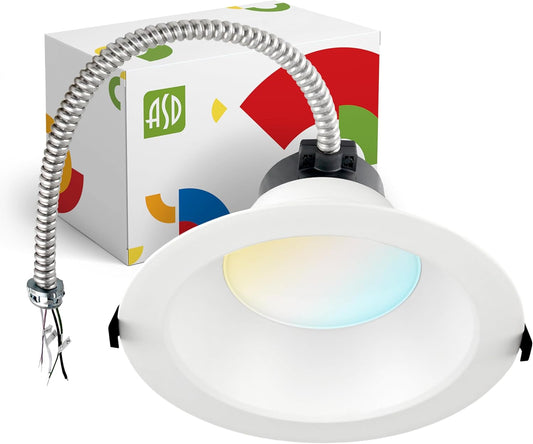 ASD Lighting LED Commercial Downlight Round 8inch 16/22/26/30/35W 120-277V 0-10V Dimmable 125Lm/W 2700/3000/3500/4000/5000K White ETL ES