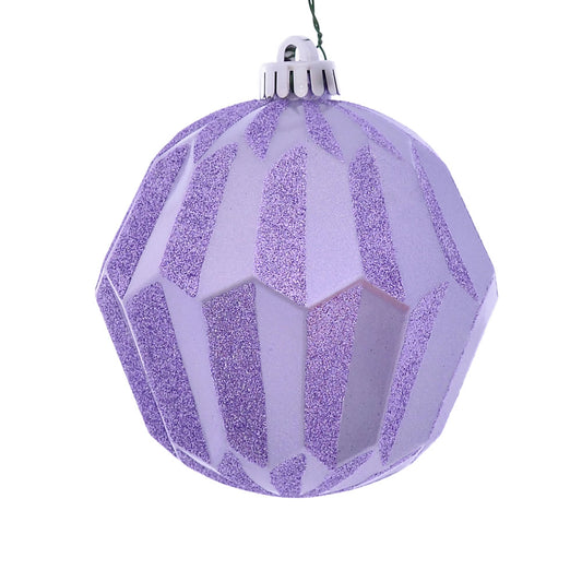 Vickerman 5" Lilac Glitter Faceted Ball Ornament 3 per Bag