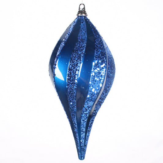 Vickerman 8'' Sea Blue Glitter Swirl Drop Christmas Ornament
