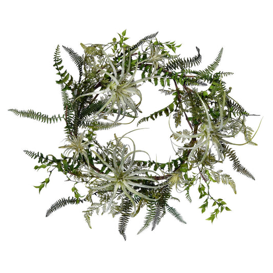 Vickerman 24" Artificial Green Fern Wreath.