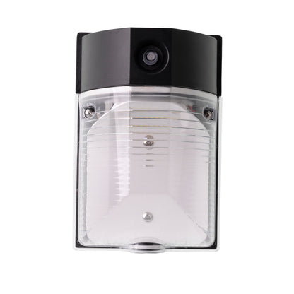ASD Lighting LED Security Wallpack Power Adjustable 13/18/26W 120-277V CCT Selectable 3000/4000/5000K with Photocell and Battery back-up 4W, Clear Lens Black ETL