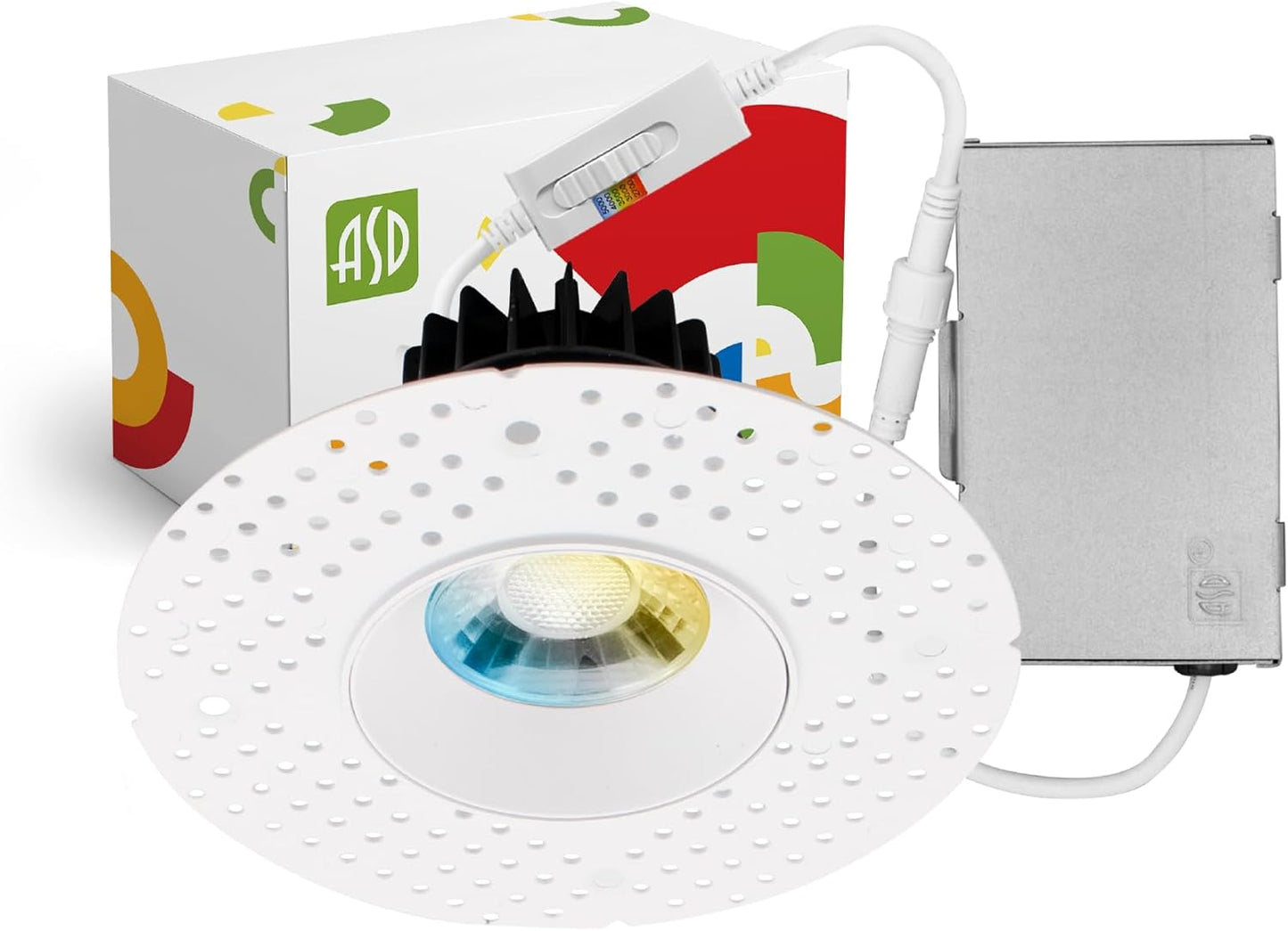 ASD Lighting LED Trimless Downlight Round 3.5inch 12W 120V Triac 2700/3000/3500/4000/5000K White ETL Energy Star