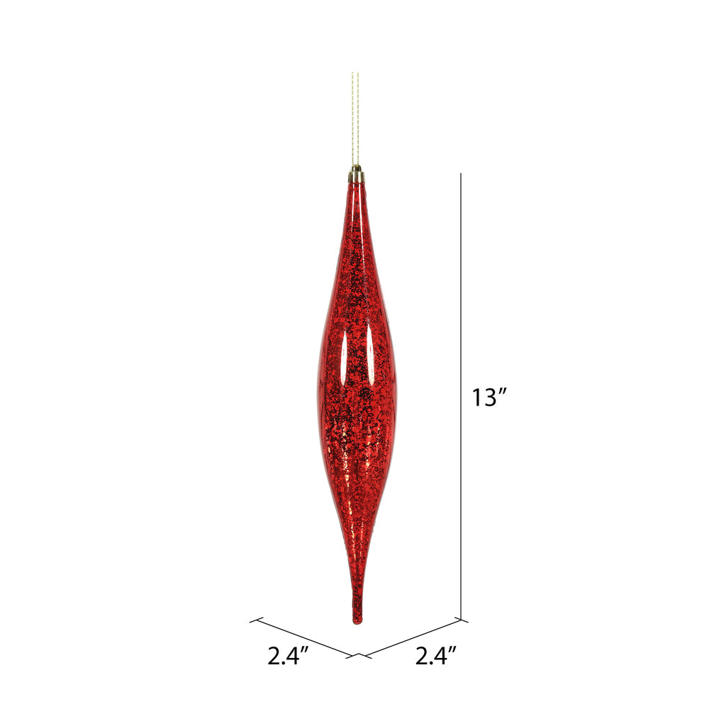 Vickerman 13" Red Mercury Rain Drop Christmas Ornament Pack of 2