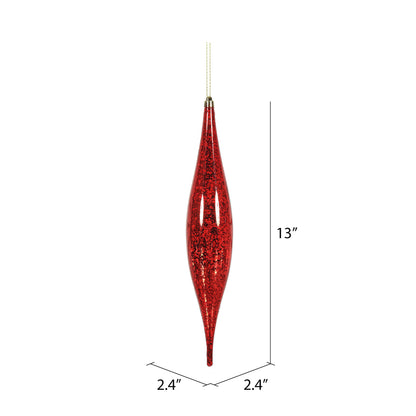 Vickerman 13" Red Mercury Rain Drop Christmas Ornament Pack of 2