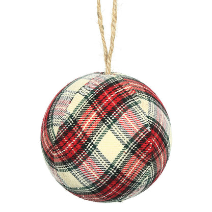 Vickerman 6" Red and Black Fabric Plaid Ball Ornament 2 per box