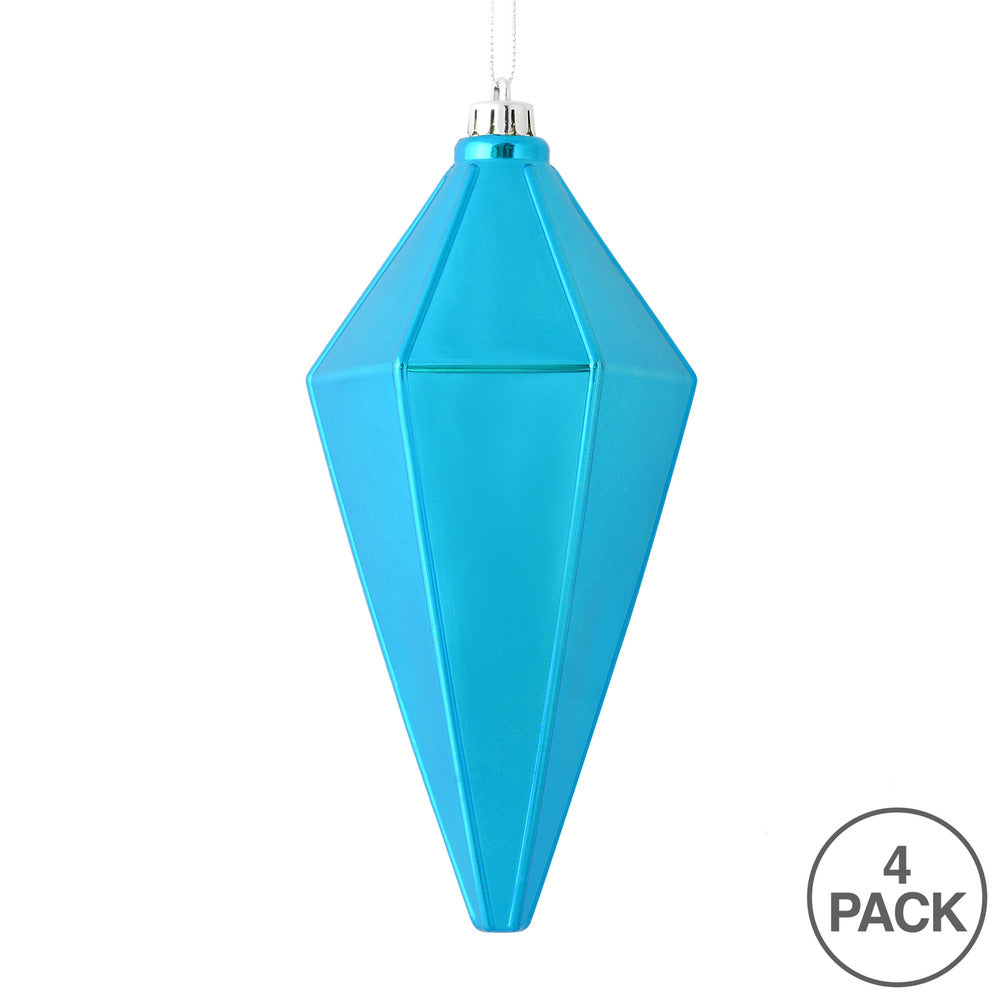 Vickerman 7" Turquoise Shiny Lantern Christmas Ornament 4 per Bag