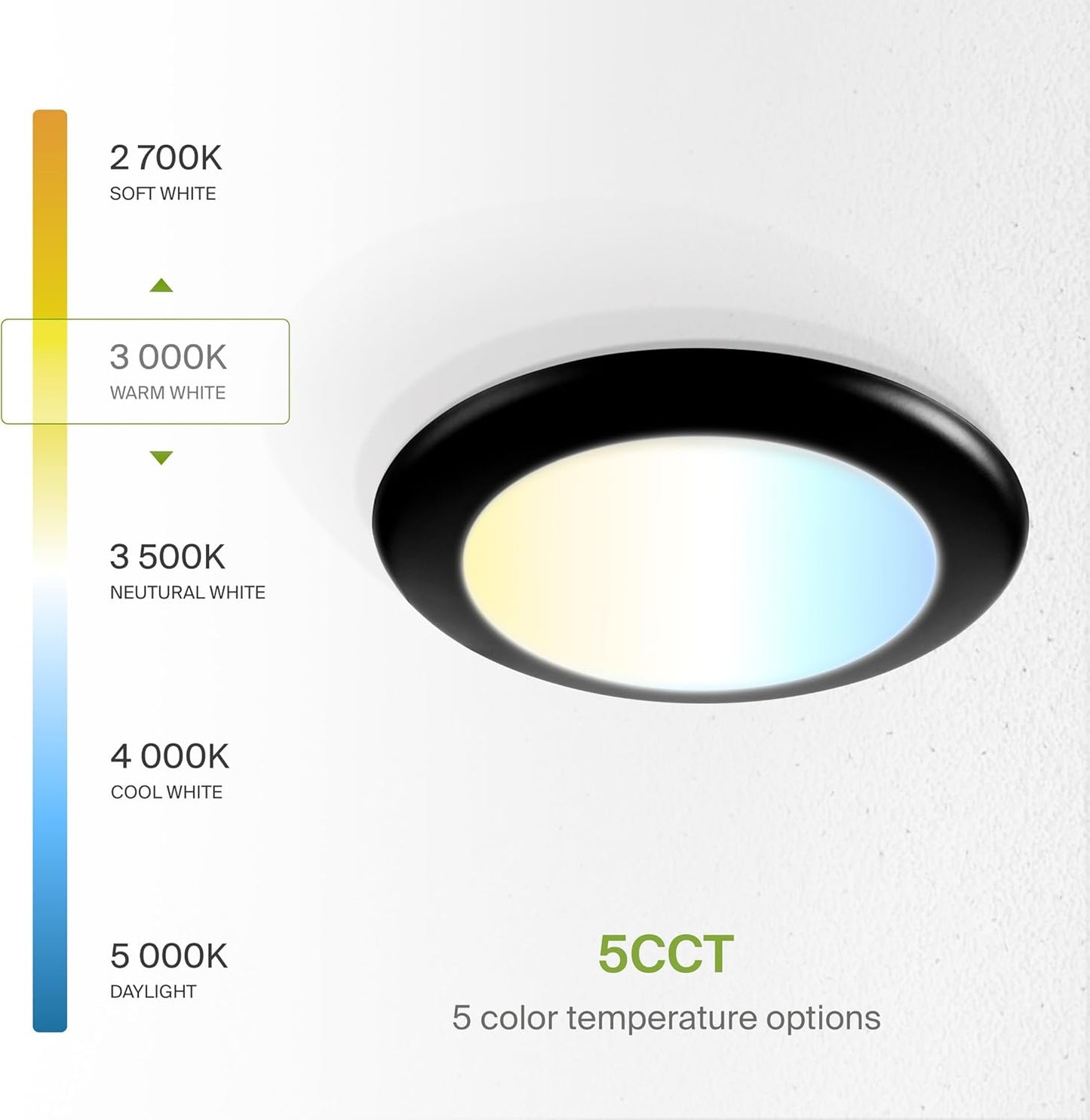 ASD Lighting LED Disk Light 6inch 15W 120V Triac 2700/3000/3500/4000/5000K Black UL