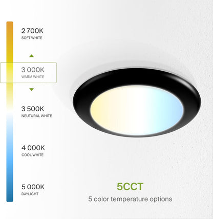ASD Lighting LED Disk Light 6inch 15W 120V Triac 2700/3000/3500/4000/5000K Black UL