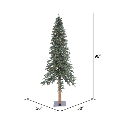 Vickerman 8' Natural Bark Alpine Artificial Christmas Tree Warm White Dura-lit LED Lights