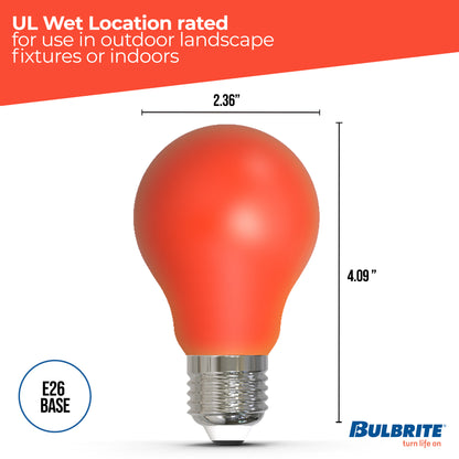 Bulbrite 776105 25-Watt Equivalent Ceramic Red Color A19 Weatherproof Outdoor E26 Medium Base Flood LED Light Bulb