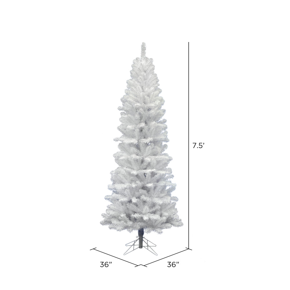 Vickerman 7.5' White Salem Pencil Pine Artificial Christmas Tree Unlit