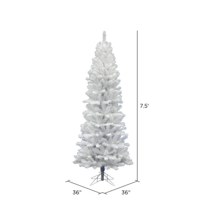 Vickerman 7.5' White Salem Pencil Pine Artificial Christmas Tree Unlit