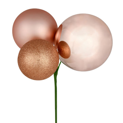 Vickerman 18" Rose Gold Ball Ornament Christmas Pick Pack of 2