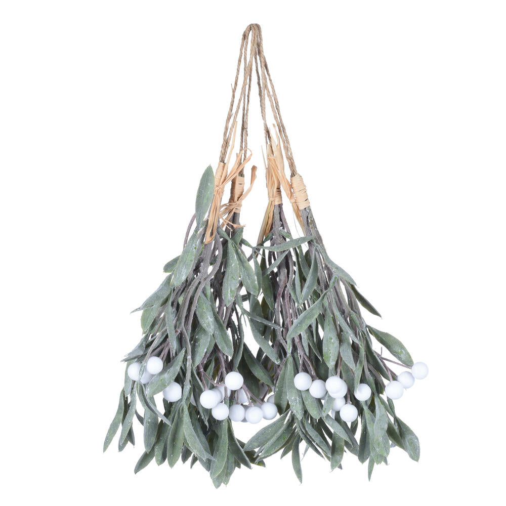 Vickerman 10.5" Green Artificial Mistletoe with White Berries 4 per bag.