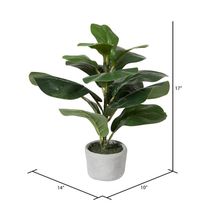 Vickerman 17" Green Artificial Fiddle Leaf Fig Plant in Pot.