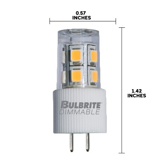 BULBRITE LED JC BI-PIN (G4) 2W NON-DIMMABLE LIGHT BULB 2700K/WARM WHITE 15W INCANDESCENT EQUIVALENT 3PK (770586)