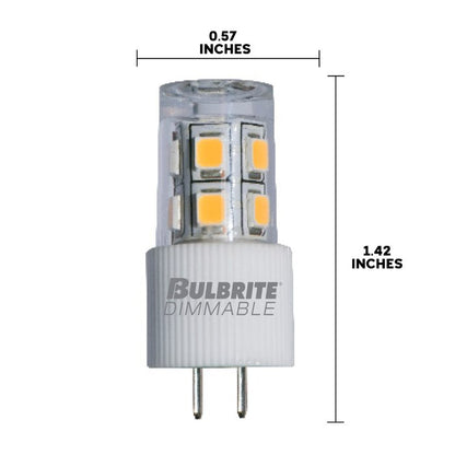 BULBRITE LED JC BI-PIN (G4) 2W NON-DIMMABLE LIGHT BULB 2700K/WARM WHITE 15W INCANDESCENT EQUIVALENT 3PK (770586)