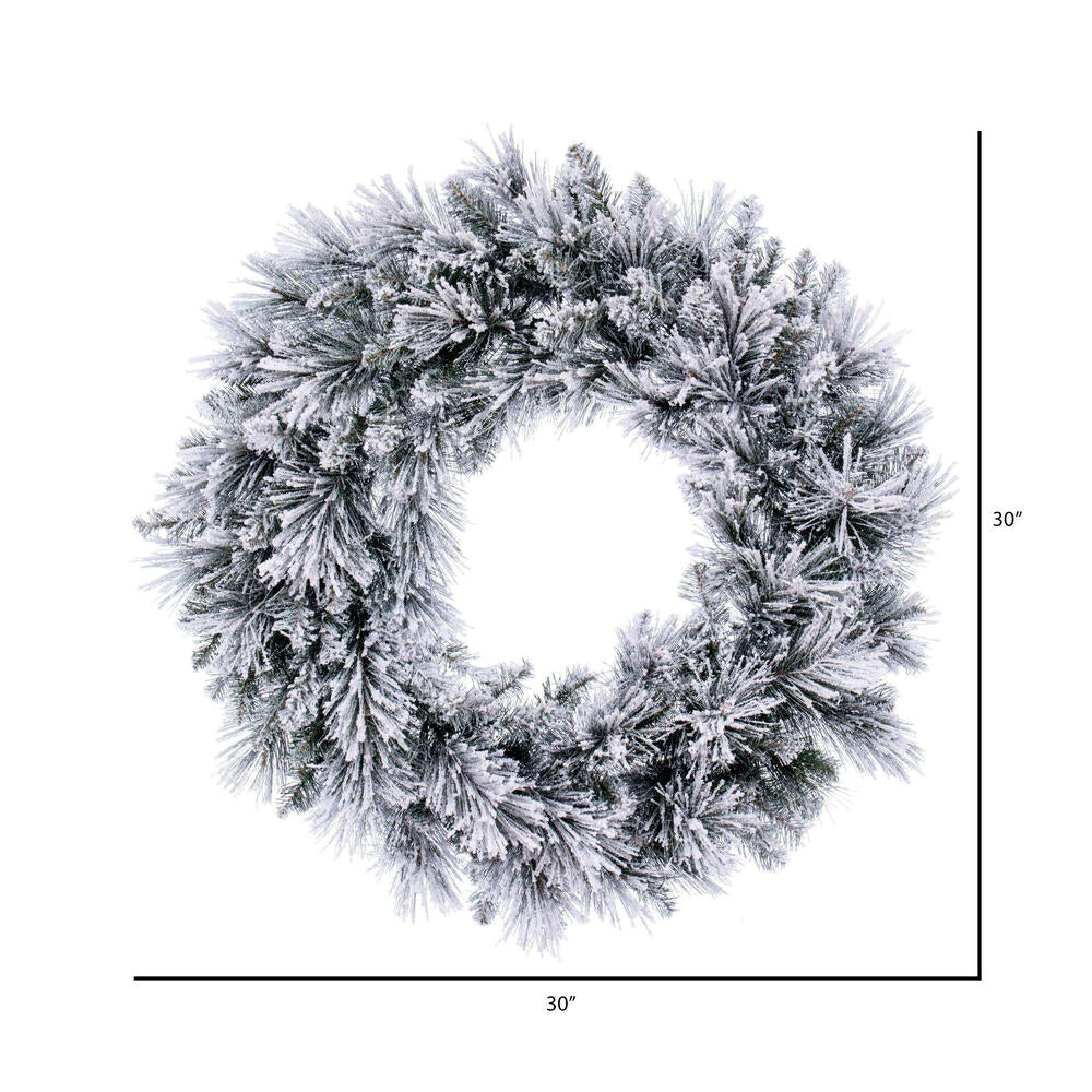 Vickerman 30" Flocked Jackson Pine Artificial Unlit Wreath with 165 Realistic Hardneedle/PVC Tips
