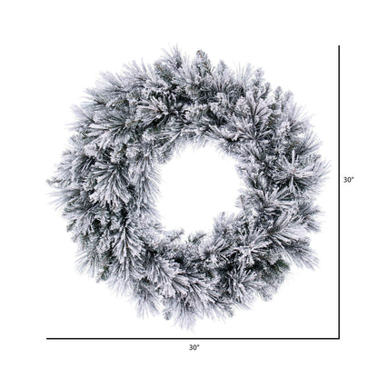 Vickerman 30" Flocked Jackson Pine Artificial Unlit Wreath with 165 Realistic Hardneedle/PVC Tips