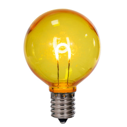 Vickerman G50 Transparent U-Shaped Filament Yellow Bulb, E17 Base, .6 Watts, 25 Pcs Assorted/Bag.  Colors included are Blue, Red, Green, Purple and Amber.