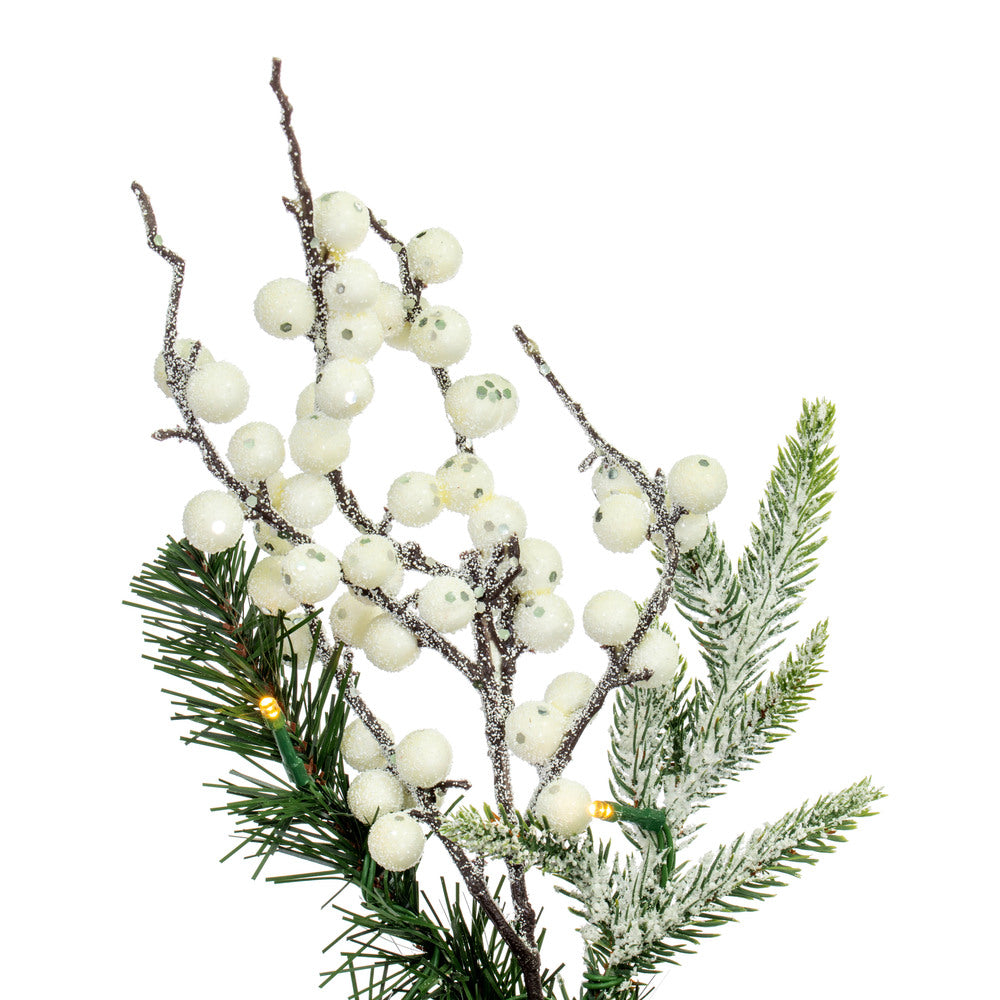 Vickerman 24" Frosted Berry Mixed Pine Cone Artificial Pre-Lit Wreath Battery Operated LED Lights