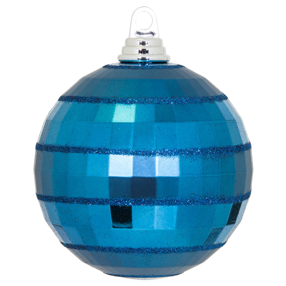 Vickerman 5.5" Midnight Blue Shiny and Matte Mirror Ball Christmas Ornament with Glitter Accents