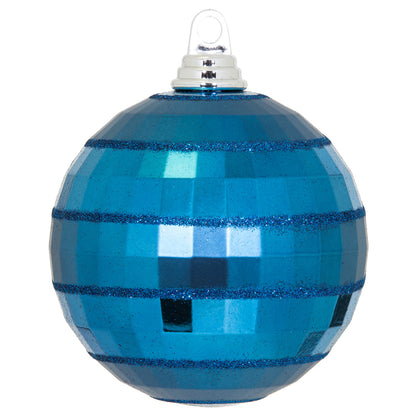 Vickerman 5.5" Midnight Blue Shiny and Matte Mirror Ball Christmas Ornament with Glitter Accents