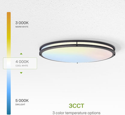 ASD Lighting LED Oval Double Ring Flushmount 32" 45W 120-277V Dimmable CCT Selectable 3000/4000/5000K Oil Rubbed Bronze ETL Energy Star