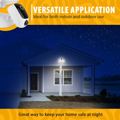 ASD Lighting LED Security Floodlight 2 square heads 20W 120V 2700/3000/3500/4000/5000K with Smart Camera and 180° Motion Sensor White UL DLC Premium