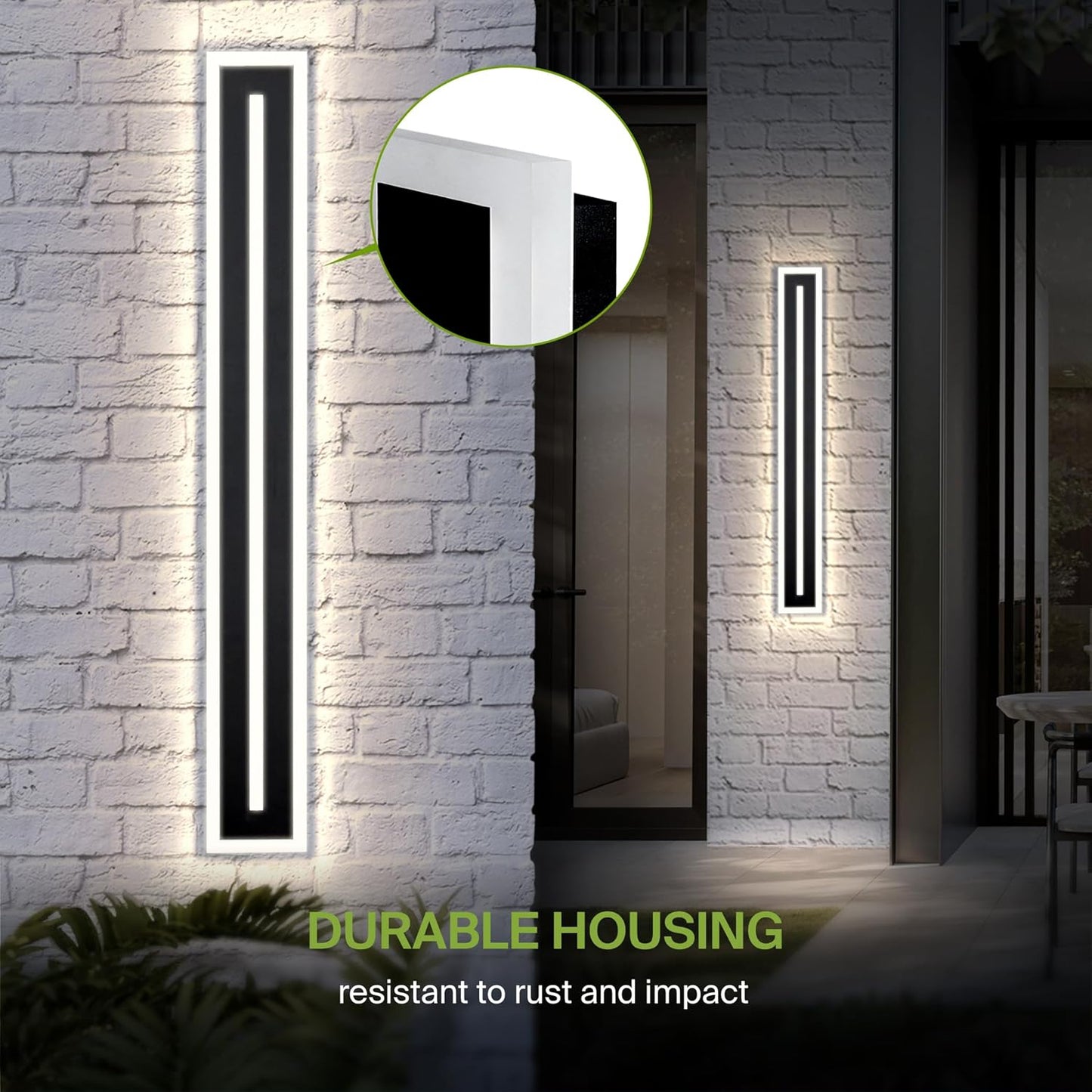 ASD Lighting LED Outdoor Wall Sconce with Center Light 48" 36W 120-277V CCT Selectable 3000/4000/5000K Dimmable Black ETL