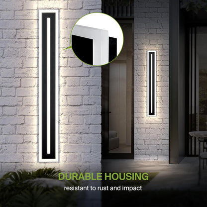 ASD Lighting LED Outdoor Wall Sconce with Center Light 48" 36W 120-277V CCT Selectable 3000/4000/5000K Dimmable Black ETL