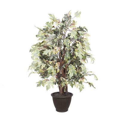 Vickerman 4' Artificial Frosted Maple Extra Full Bush Brown Plastic Container.