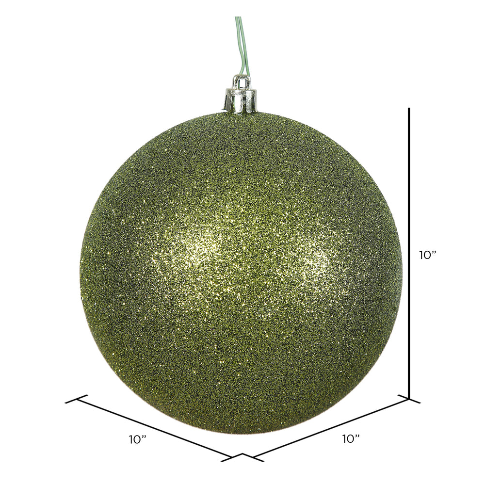 Vickerman 10" Olive Glitter Ball Ornament.