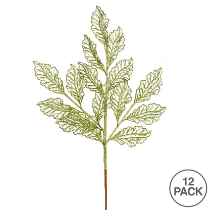 Vickerman 21" Lime Glitter Coleus Leaf Lace Artificial Christmas Spray. Includes 12 sprays per pack.
