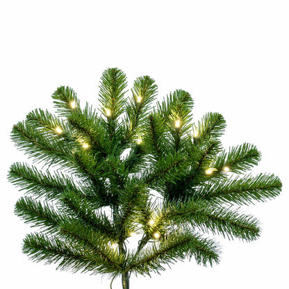 Vickerman 7.5' x 61" Deluxe Sequoia Pine Artificial Full Pre-Lit Christmas Tree with 1250 Warm White LED 5MM Lights. It measures 90 inches tall and 61 inches wide, which is considered a Full profile. This tree boasts 2036 PVC tips for a realistic look. Pr