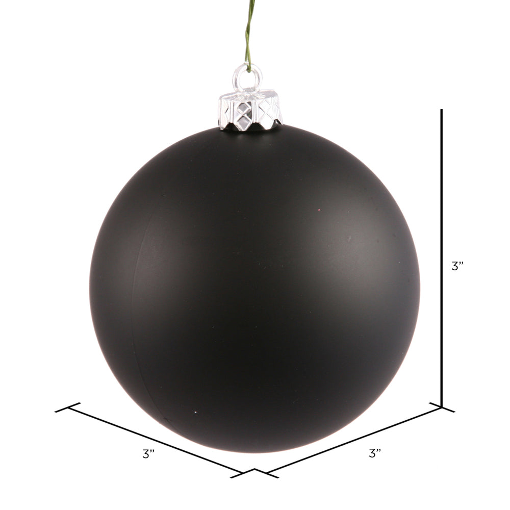 Vickerman 3" Black Matte Ball Ornament 12 per Bag