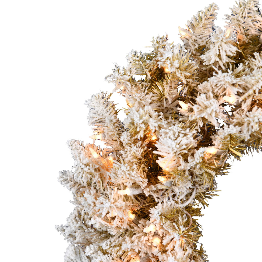 Vickerman 24" Frosted Gold Artificial Christmas Wreath Clear Dura-lit Incandescent Lights