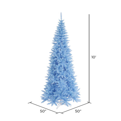 Vickerman 10' Sky Blue Fir Slim Artificial Christmas Tree Blue  Dura-lit LED Lights