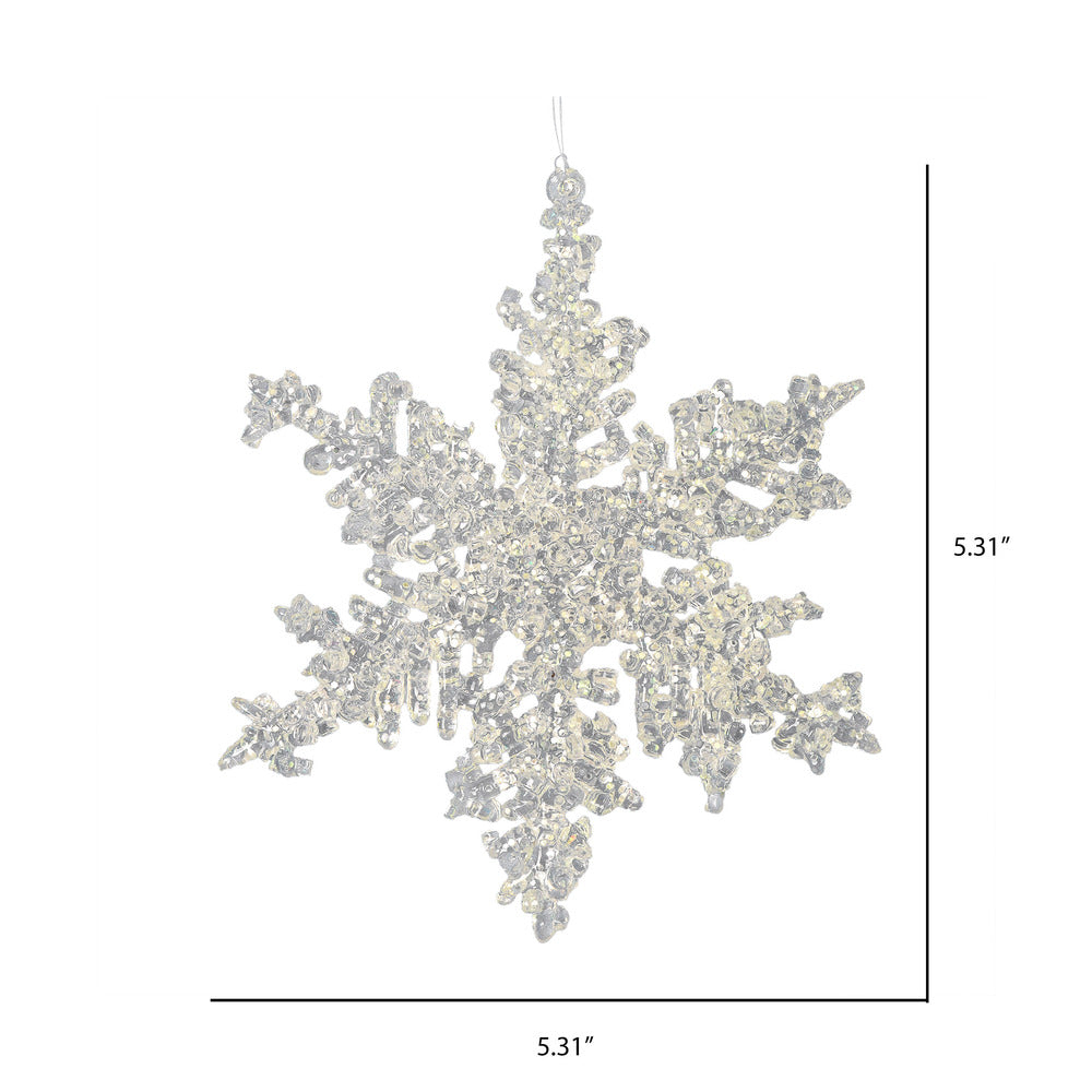 Vickerman 5" Clear Snowflake Silver Glitter Christmas Ornament 6 Pk