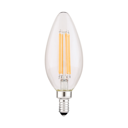 LUXRITE 8W LED Candelabra Bulb, 75W Equivalent, E12 Base, 1000 Lumens, 4000K Cool White, Dimmable Candle Light Bulbs for Chandeliers, Clear Filament, Enclosed Fixture & Wet Rated (LR21713)