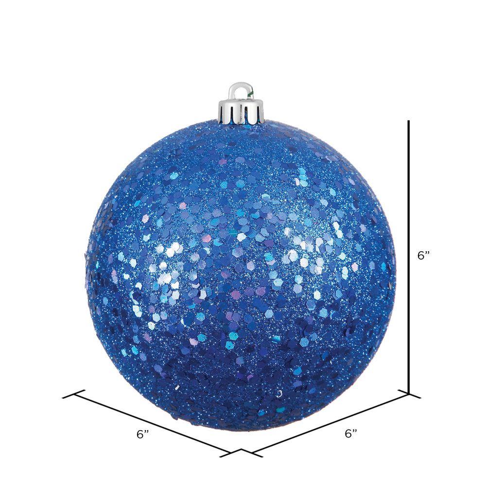 Vickerman 6" Blue Sequin Ball Ornament 4 per Bag