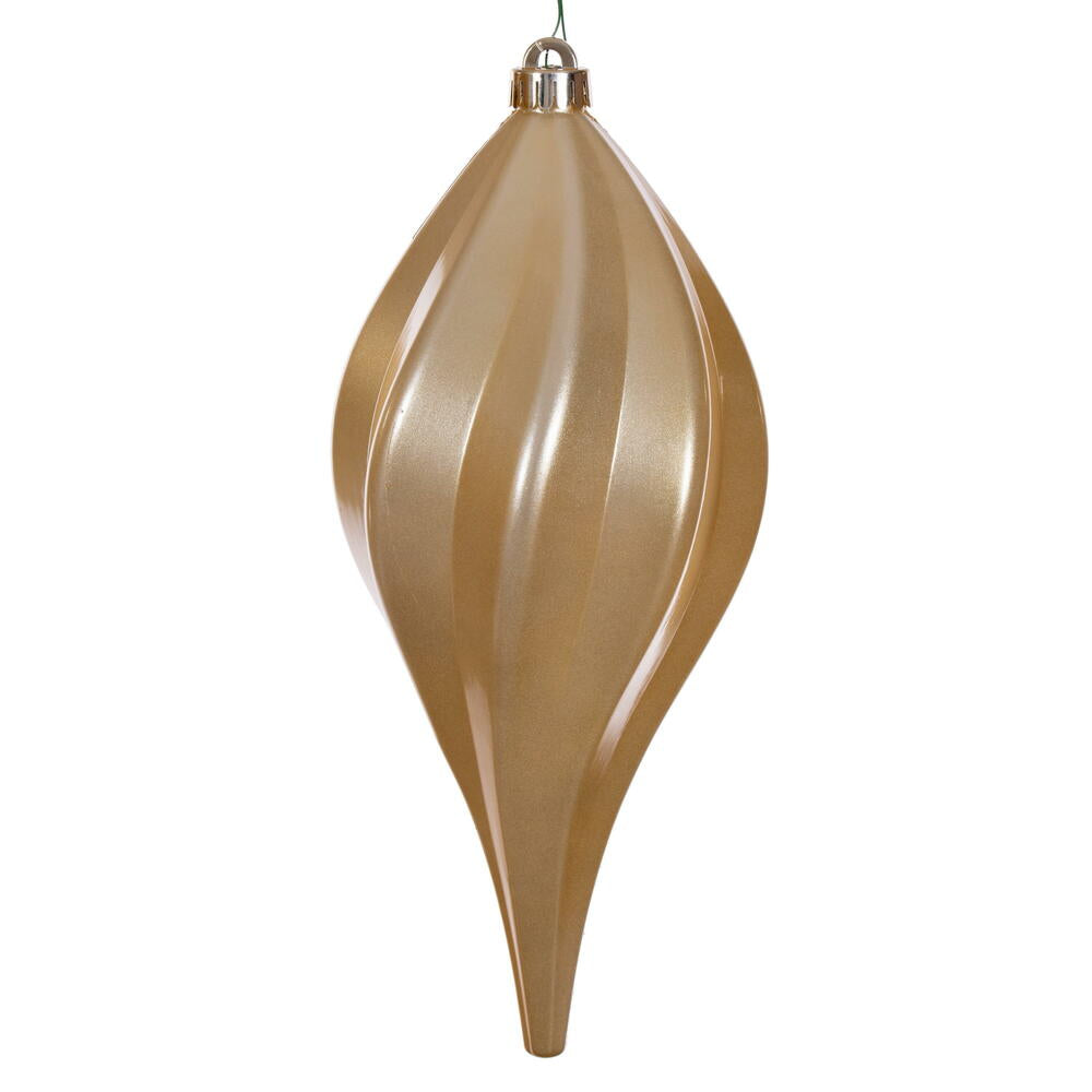 Vickerman 12" Gold UV Candy Swirl Drop Christmas Ornament