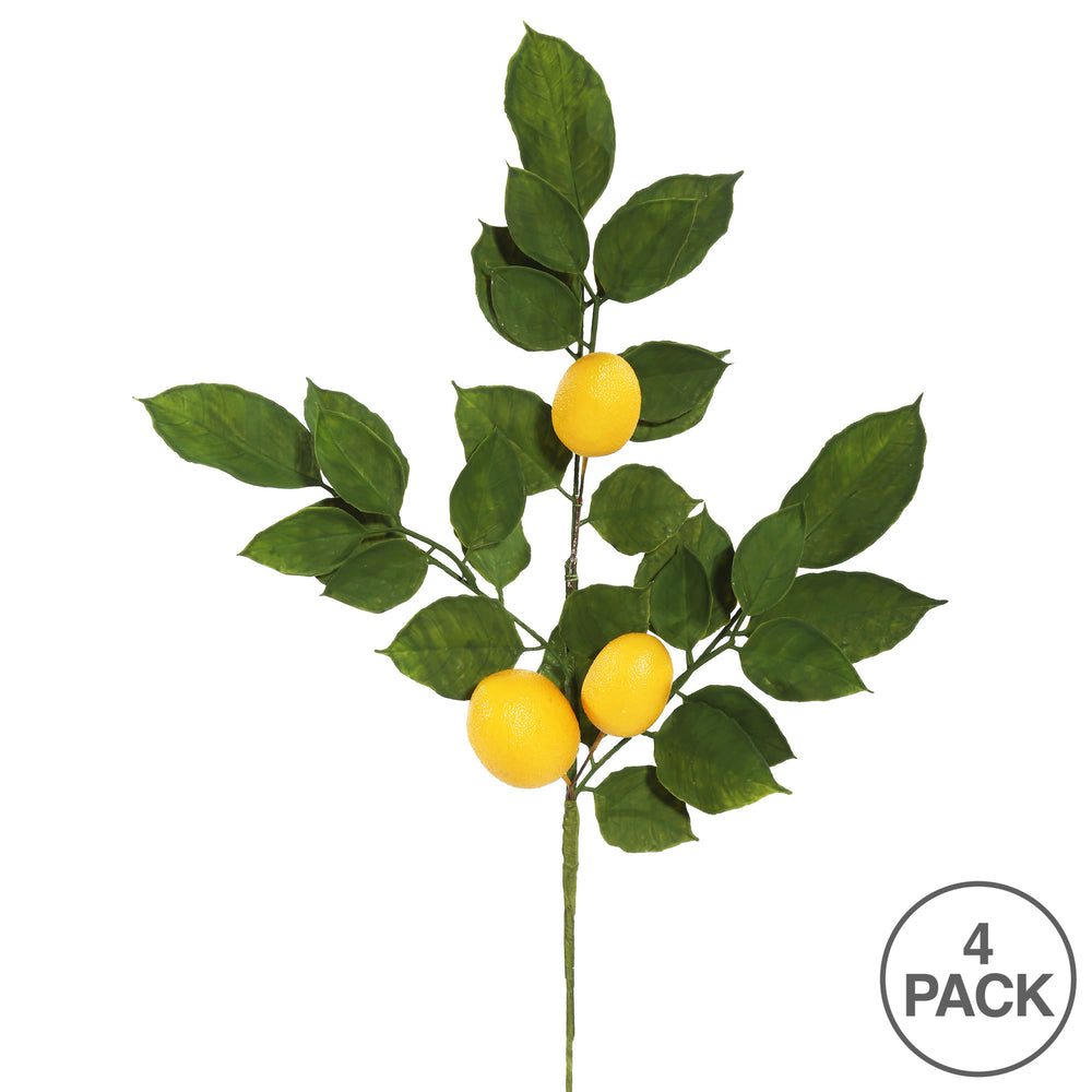 Vickerman 20" Artificial Green and Yellow Salal Leaf Lemon Sprays. Pack of 4.