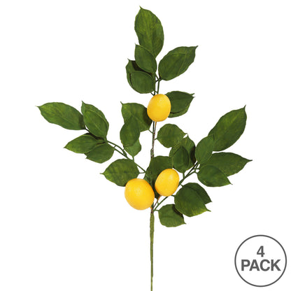Vickerman 20" Artificial Green and Yellow Salal Leaf Lemon Sprays. Pack of 4.
