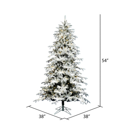 Vickerman 4.5' x 38" Flocked York Spruce Artificial Christmas Tree EZ Dura-lit Color Changing LED Lights.