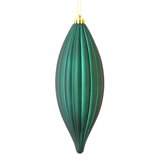 Vickerman 8" Sea Blue Matte Line Finial 4/Bag. This ornament features a straight line design that will add texture to any holiday decorating project. Includes 4 pieces per bag.