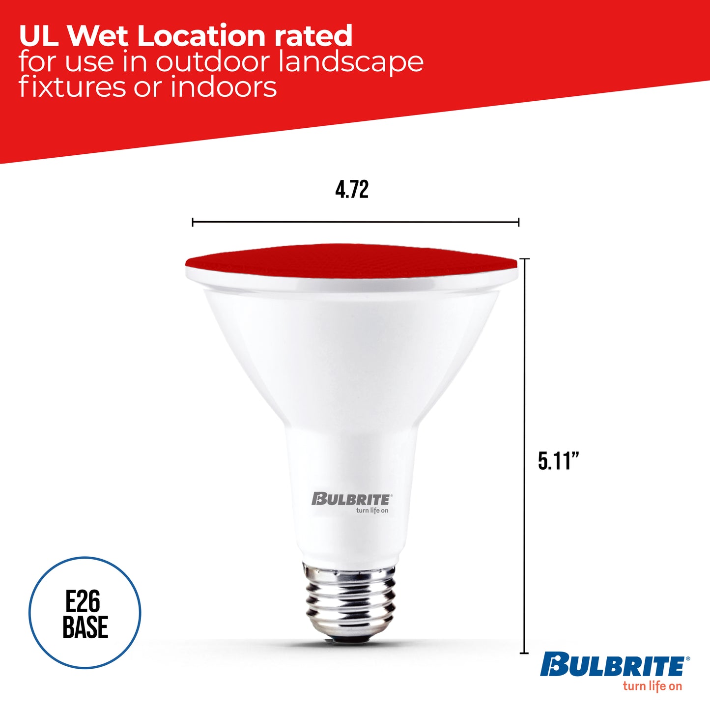 Bulbrite 772500 90-Watt Equivalent, Red Color PAR38 Weatherproof Outdoor E26 Medium Base Flood LED Light Bulb