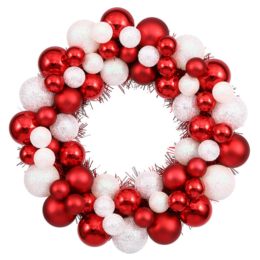 Vickerman 12" Candy Cane Shiny and Matte Ball Wreath