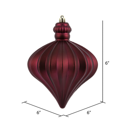 Vickerman 6" Berry Red Matte Onion Drop Christmas Ornament 4 per Bag